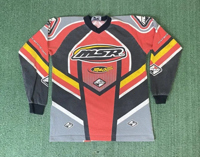 Vintage MSR Racing Motorcycle Motocross Long Sleeve Shirt Youth Size XL