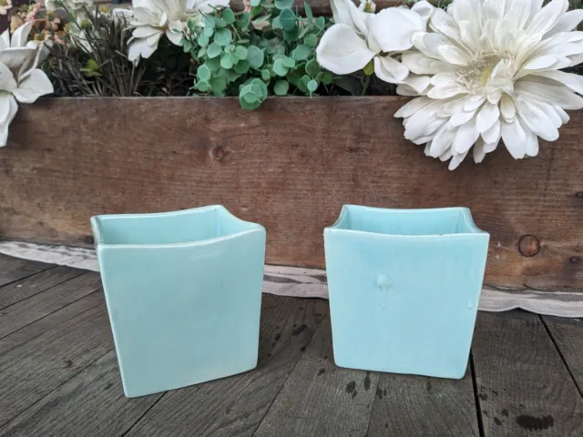 Vintage MCM Haeger Baby Blue Pottery Planters #3716 (Set Of Two)