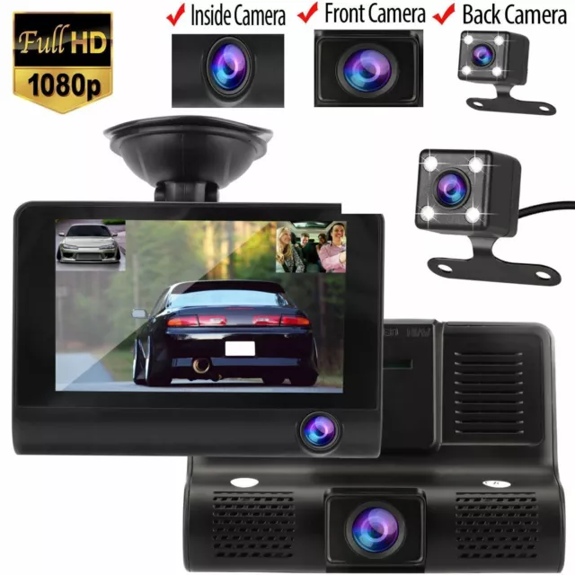 1080P 4" Dual Lens HD Car DVR Rearview Video Dash Cam Recorder Camera Display