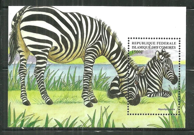 Comoros 863 Mnh Souvenir Sheet Zebras Scv 8.00