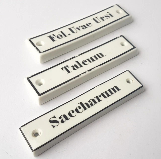 3 Apothekenschilder/Schubladenschilder Porcelana Placa Um 1900 N744