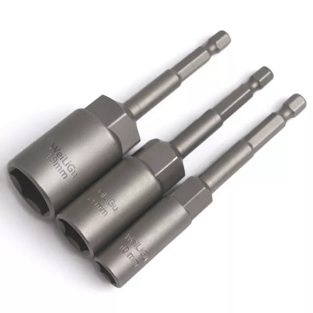 6mm to 19mm 1/4" HEX Magnetic Nut Driver Bits Socket Metric Impact Drill Bit