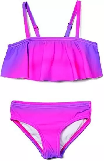 Kanu Surf Girls' Karlie Flounce Bikini Beach Sport 2 Piece Swimsuit, Pink, 3T