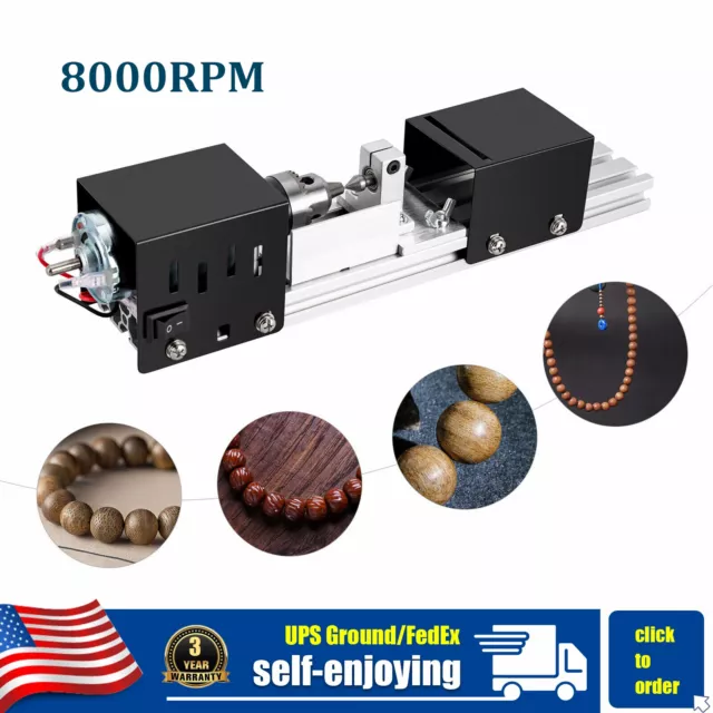 DIY Mini Wood Lathe Motorized Lathe Machine Wood Lathe Tool Woodworking 8000RPM