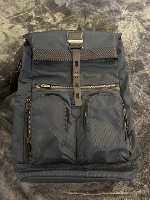 Tumi Alpha Bravo Roll Top Backpack Blue Nylon & Leather Mint Condition!!!