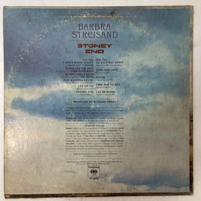 Barbra Streisand ‎– Stoney End Vinyl, LP 1971 Columbia ‎– KC 30378 2