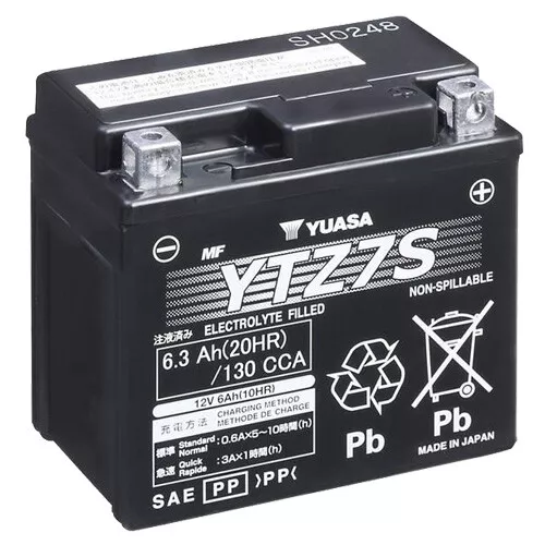 Motorrad Batterie YUASA YTZ7S AGM geschlossen, 12V|6Ah|CCA:130A (113x70x105mm)