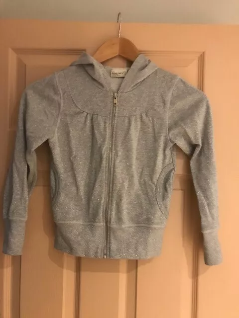 Girls silver shimmering hoodie with zip size 130