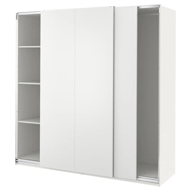 IKEA PAX HASVIK Large Double Wardrobe With Sliding Doors Colour White