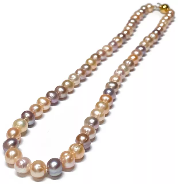 Fabulous Multi Colors 7 - 7.5mm Cultured Round Pearl 18" Hand Knotted Necklace