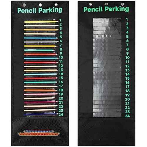 2 Pcs Pencil Parking Pocket Chart Pencil Pocket Chart Classroom Pencil Black