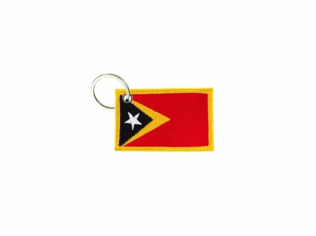 Keychain keyring embroidered embroidery patch double sided flag timor leste