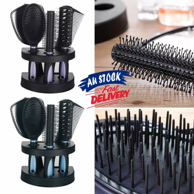 5Pcs Stand Ladies Sets Hold Anti-static Mirror Comb Brush Women Massage Kits