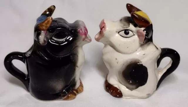 Vintage Ceramic  Bull/Cow Mini Creamer Pitcher Set ~ Made in Japan