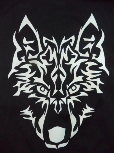 Shuffler Wolf Man’s Hoodie Black w/ White Oriental Print Poly/Cotton? Large NIP