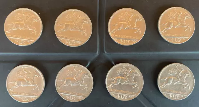 Albania coins 2 set 8 pcs, 1 lek 1926 - 1927 - 1930 - 1931.