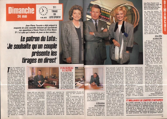 COUPURE DE PRESSE Clipping 1987 Jean Pierre Teyssier patron du Loto (2