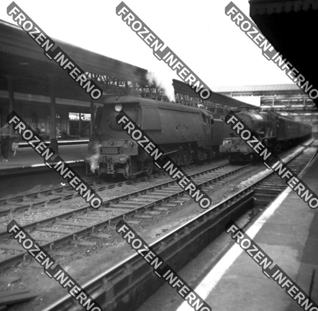 OLD NEGATIVE.BRITIS RAILWAY Steam Locomotive.No.34011 & 5093 Exeter ...