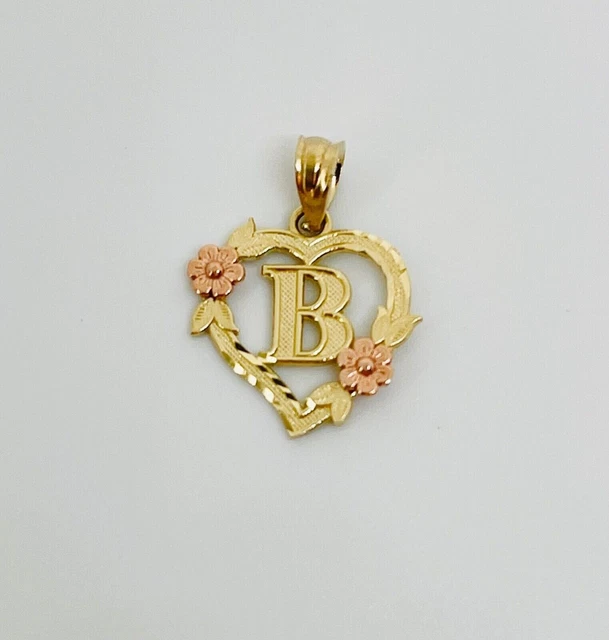 Brand New 14K Yellow Plated Gold Heart Initial Letter A to Z Heart Charm Pendant
