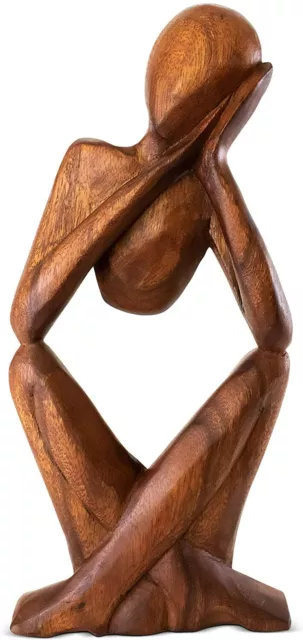 Wooden Hand Carved Abstract Sculpture Statue "Sleeping Man" Gift Decor Figurine