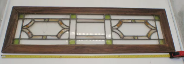 Stained Glass Wood Frame Window - Possibly Transom