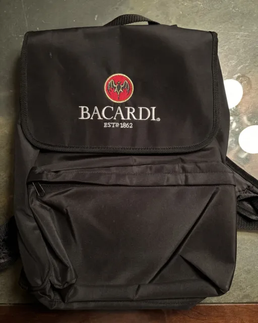 Bacardi Rum Large Backpack Promotional Item 16” X 13” Two Zipper Compartments