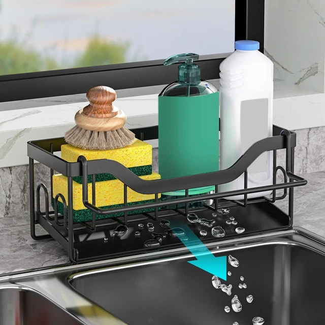 Organisateur D'évier, Organisateur D'évier, En Acier Inoxydable Pour Ustensiles De Vaisselle Pour Cuisine Et Salle De Bain Avec Egouttoir Pour Comptoir Multi Usages Support Pour Brosse Eponge Savon