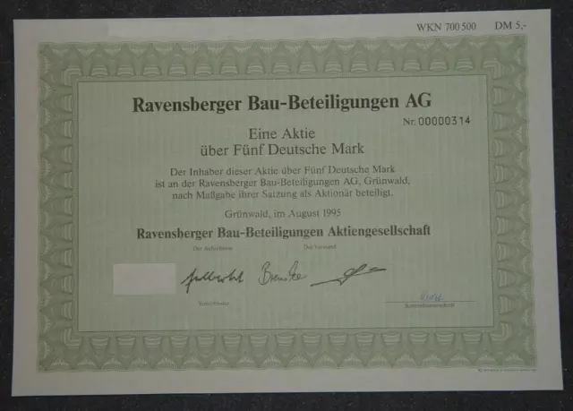 Ravensberger Bau-Beteiligungen AG 1995  5 DM