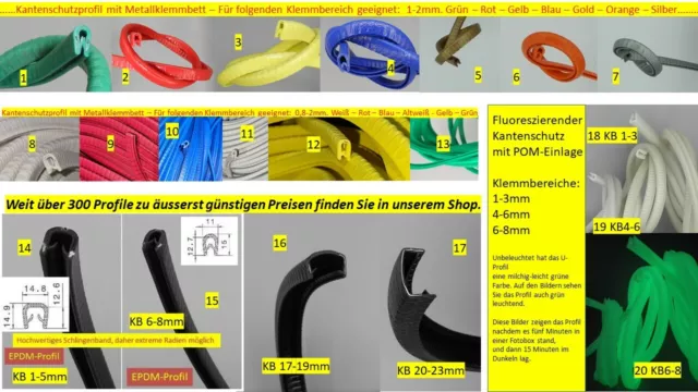 KANTENSCHUTZ KANTENSCHUTZPROFIL KEDER Band Klemm Profil Gummi PVC Muster  Blech EUR 1,00 - PicClick DE