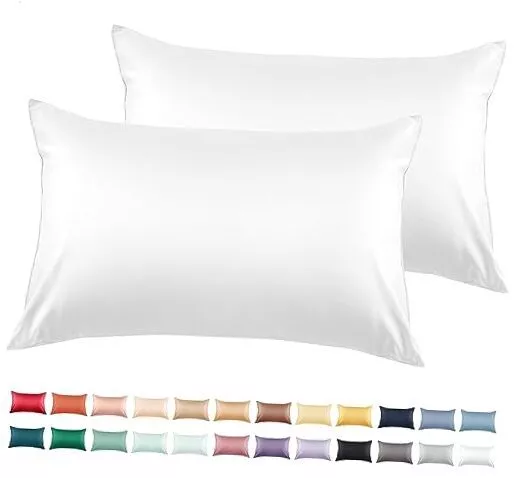 Cotton Pillow Cases Size Set of 2, 600 Thread Count Pillowcases Standard White