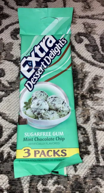 3 packs Extra Dessert Delights Mint Chocolate Chip Gum New Sealed Collector New