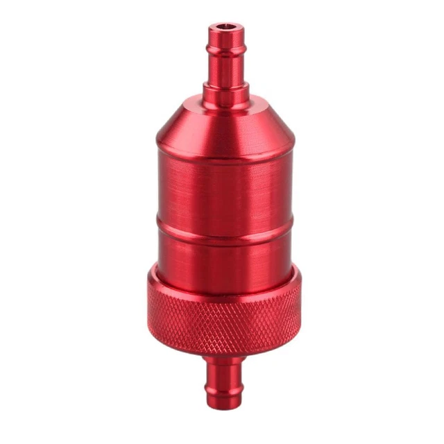 Filtro Carburante 8mm Lega Alluminio Pulitore Benzina per Moto (Rosso)