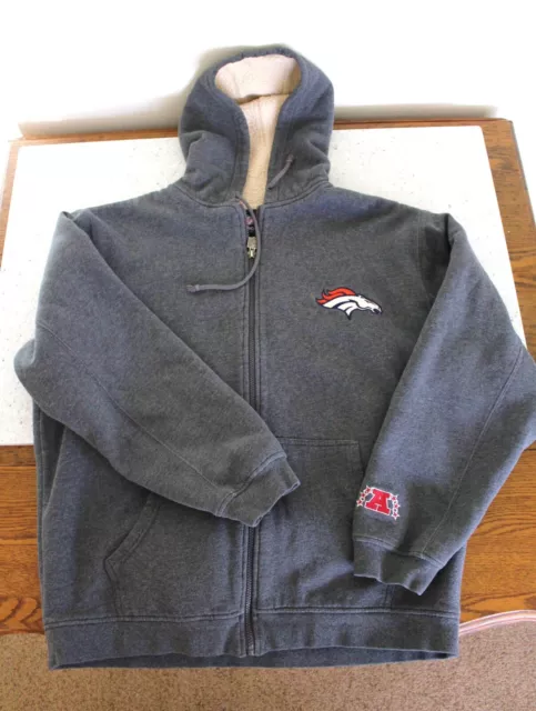 NFL Denver Broncos Football Sweatshirt Insulated Sherpa | Mens Large CLEAN  D176