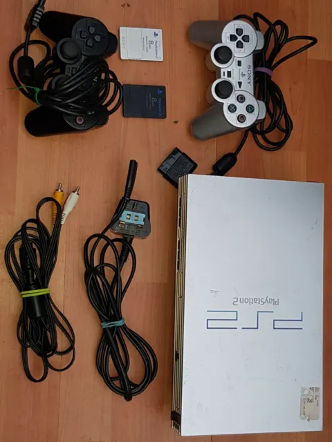 Playstation 2 BUNDLE Silver Console 2 controllers BUZZ EYETOY SINGSTAR NO cards