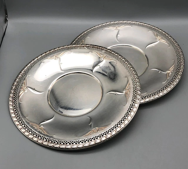 Vintage Oneida Community Silverplate Fantasy Pierced 11" Sandwich Tray Plate x2