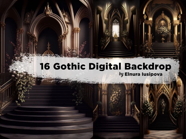 16 x Digital Backdrops, Gothic Digital Backgrounds, Maternity Backdrop Overlays