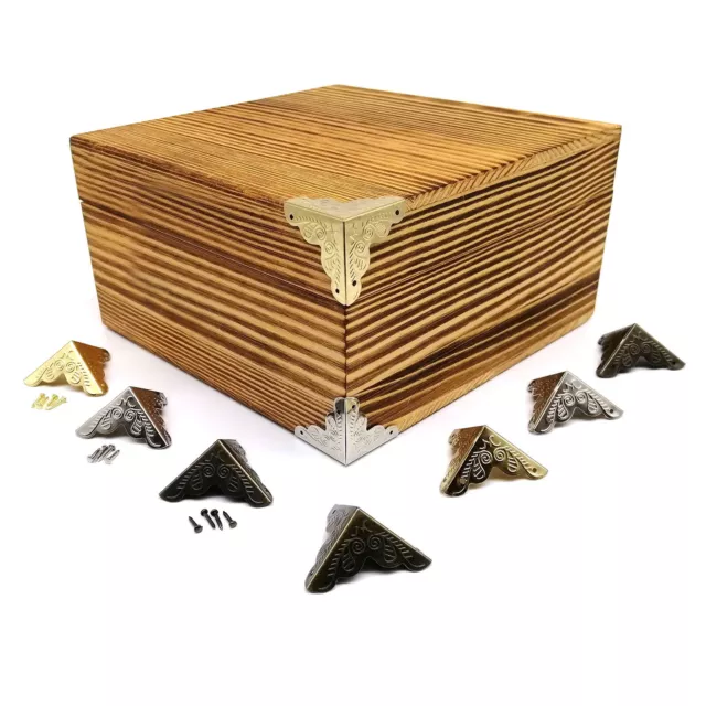 12pcs Decorative Jewelry Chest Gift Box Wooden Wine Case Corner Protector Cover