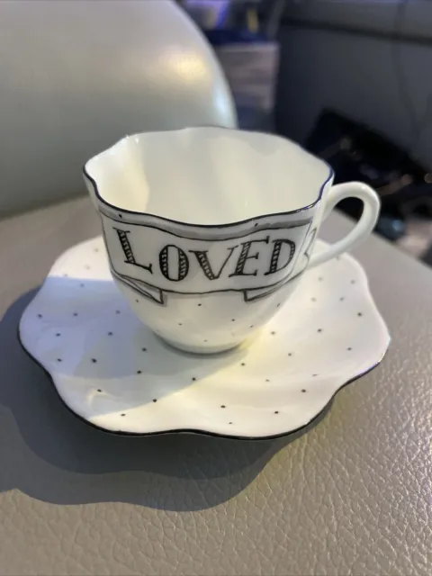 Small Coalport  Cup And Saucer Ad 1790 With Wording “loved”