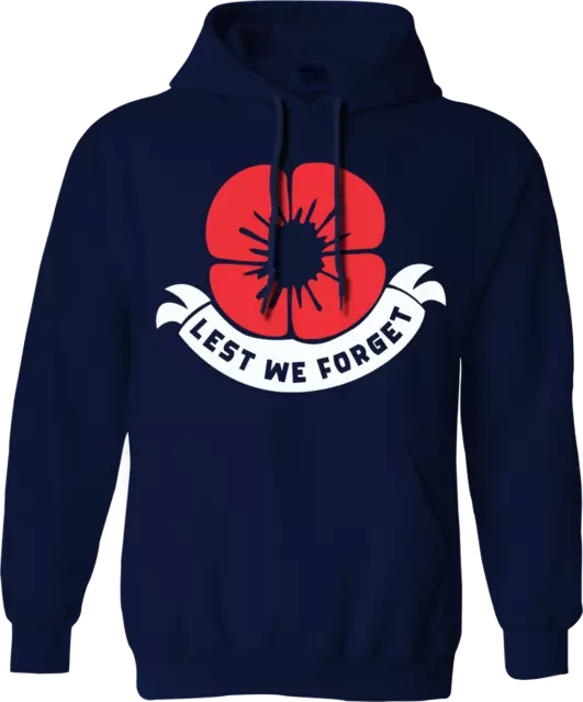 Lest We Forget Hoodie Remembrance Day Soldier Military Poppy Flower UK Gifts