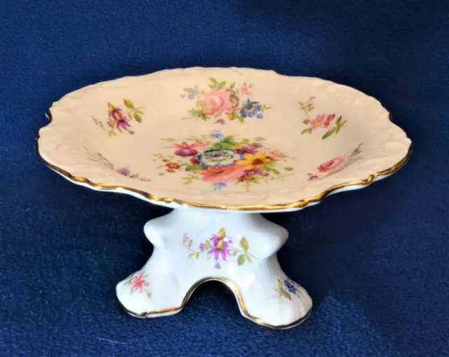 Vintage HAMMERSLEY England Floral Center HOWARD SPRAYS 6 1/4"d Pedestal Dish