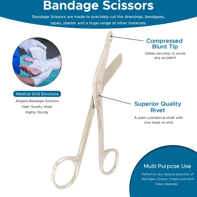 Lister Bandage First Aid Dressing Blunt end Scissors Medical EMT Nurse Surgical