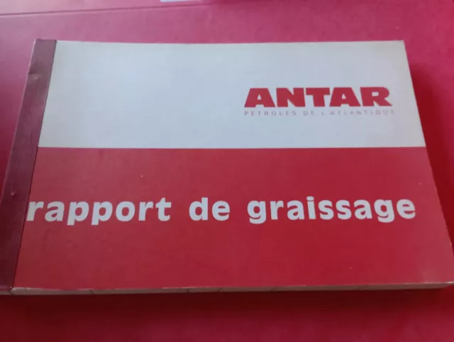 Ancien Carnet De Graissage Antar Huile Vintage Feuillet Entretien