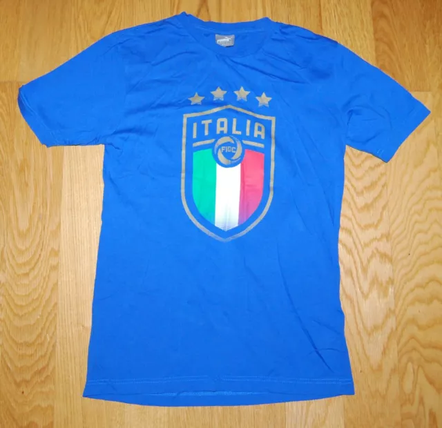 Puma T-Shirt Mens Smart Medium Italian Football Team Classic FIGC Blue Italy