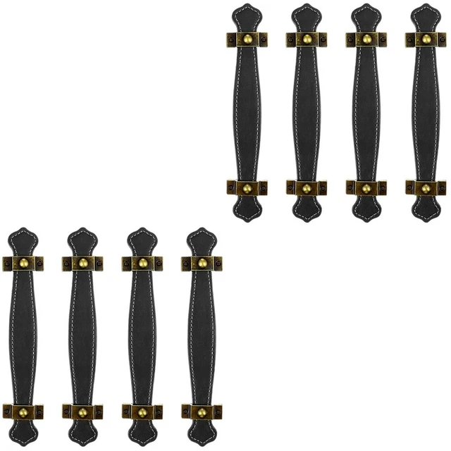 8 Pcs Rustic Furniture Handles Zinc Alloy Leather Handle Cabinet Handles Vintage