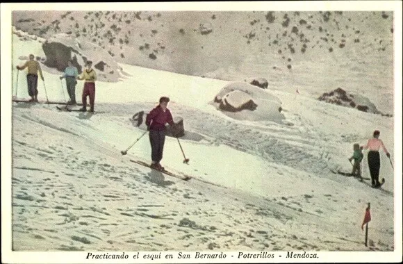 Ak Mendoza Argentinien, Practicando el esqui en San Bernardo,... - 3894525