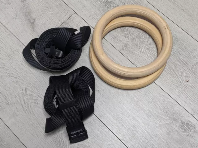 Gym Rings Wooden Gymnastic Rings with Heavy Duty Straps Crossfit Gymnastics 28mm