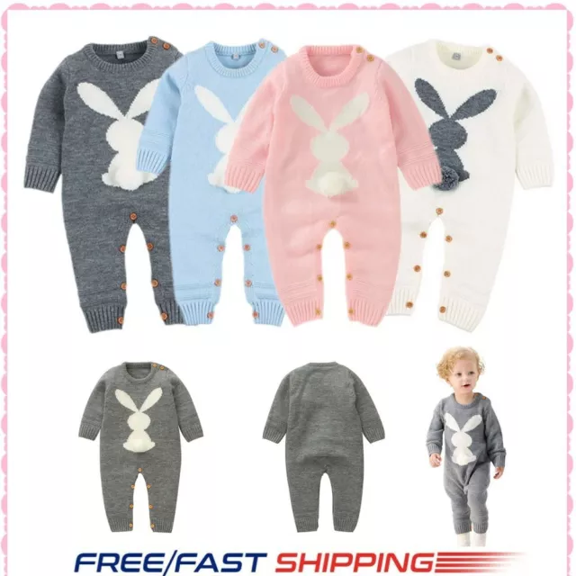 Easter Newborn Baby Boy Girl Bunny Knitting Romper Bodysuit Rabbit Jumpsuit 2022