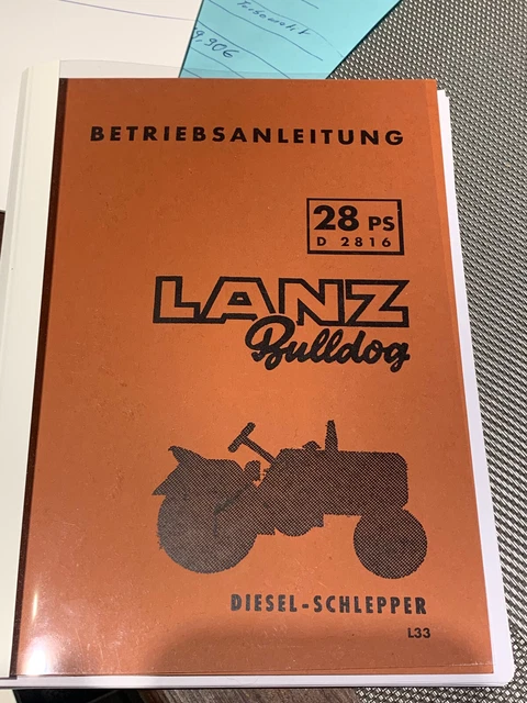 BEDIENUNGSANLEITUNG TRAKTOR LANZ Bulldog D2816 Betriebsanleitung EUR 24,90 - DE BEDIENUNGSANLEITUNG TRAKTOR LANZ Bulldog D2816 Betriebsanleitung EUR 24,90 - DE