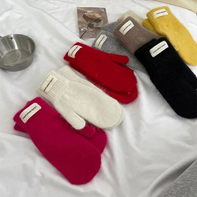 Guanti elasticizzati peluche dita calde lavorati a maglia freddi esterni