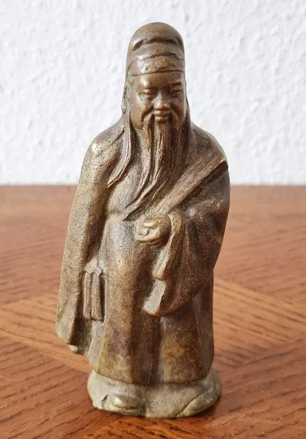 Sehr schöne, alte Statue - Bronze patiniert - Konfuzianismus / Buddhismus, China